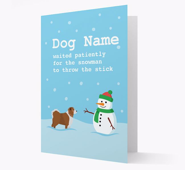 '{dogsName} and Snowman' - Personalised {breedFullName} Christmas Card